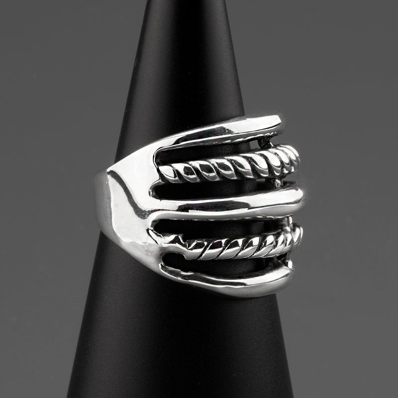 multi-row sterling silver wide band ring