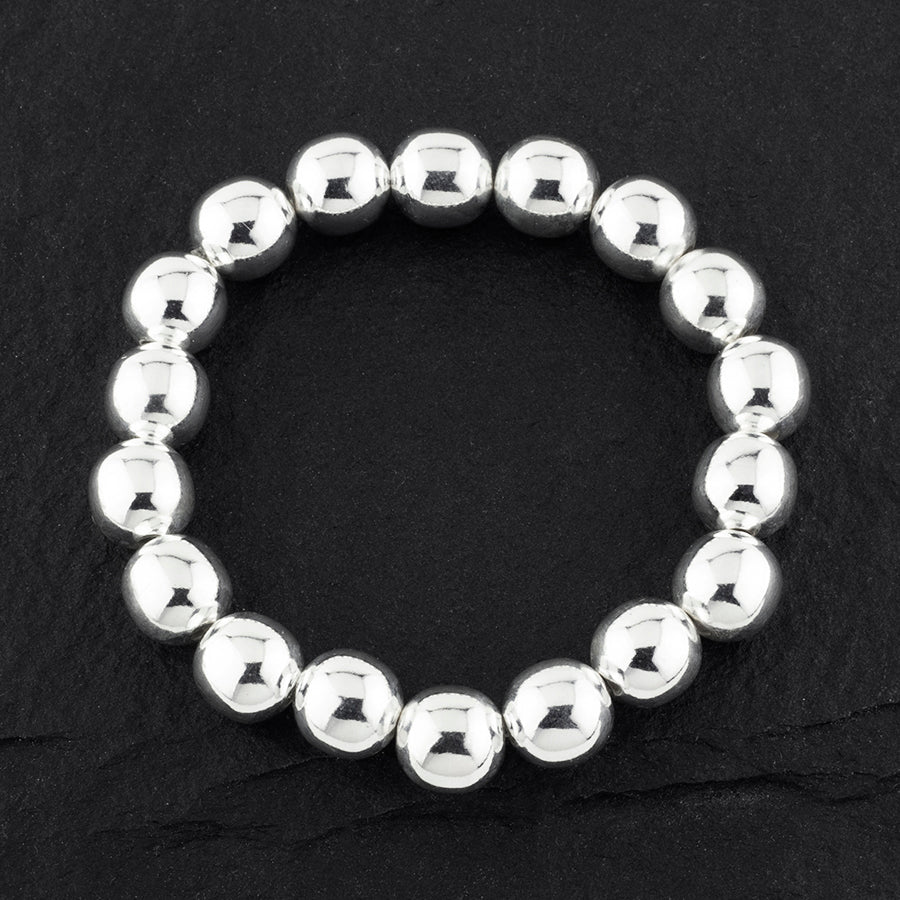 sterling silver 10mm bead stretch bracelet