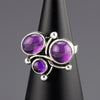 sterling silver amethyst triple stone ring