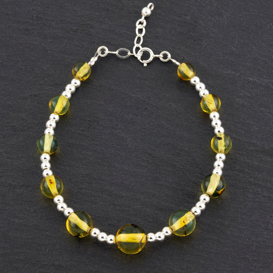 sterling silver and amber bead bracelet