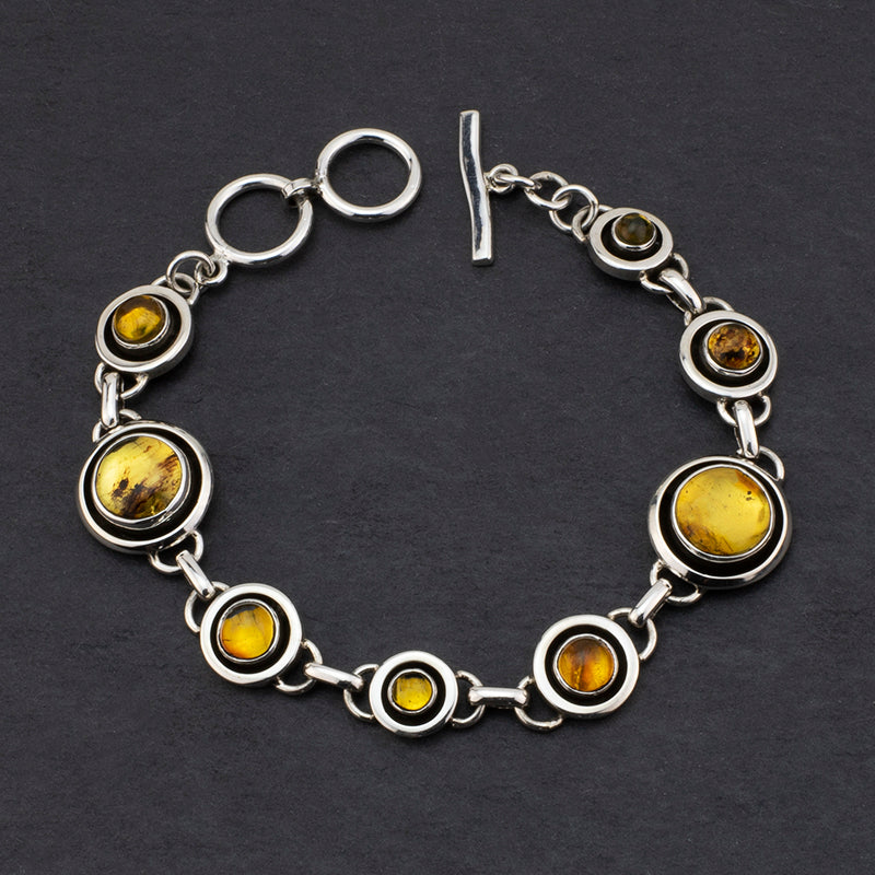 sterling silver and amber circle bracelet