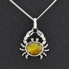 sterling silver and amber crab pendant necklace