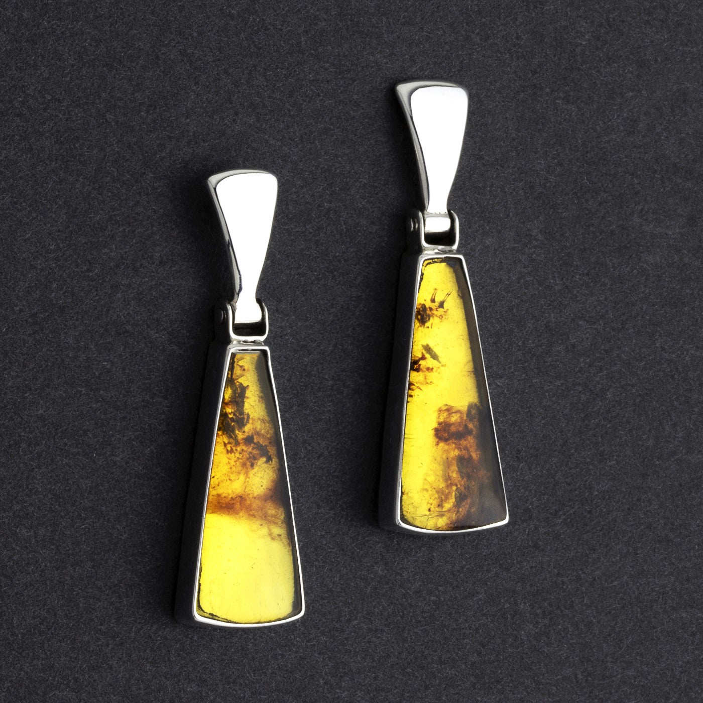 sterling silver and amber drop earrings