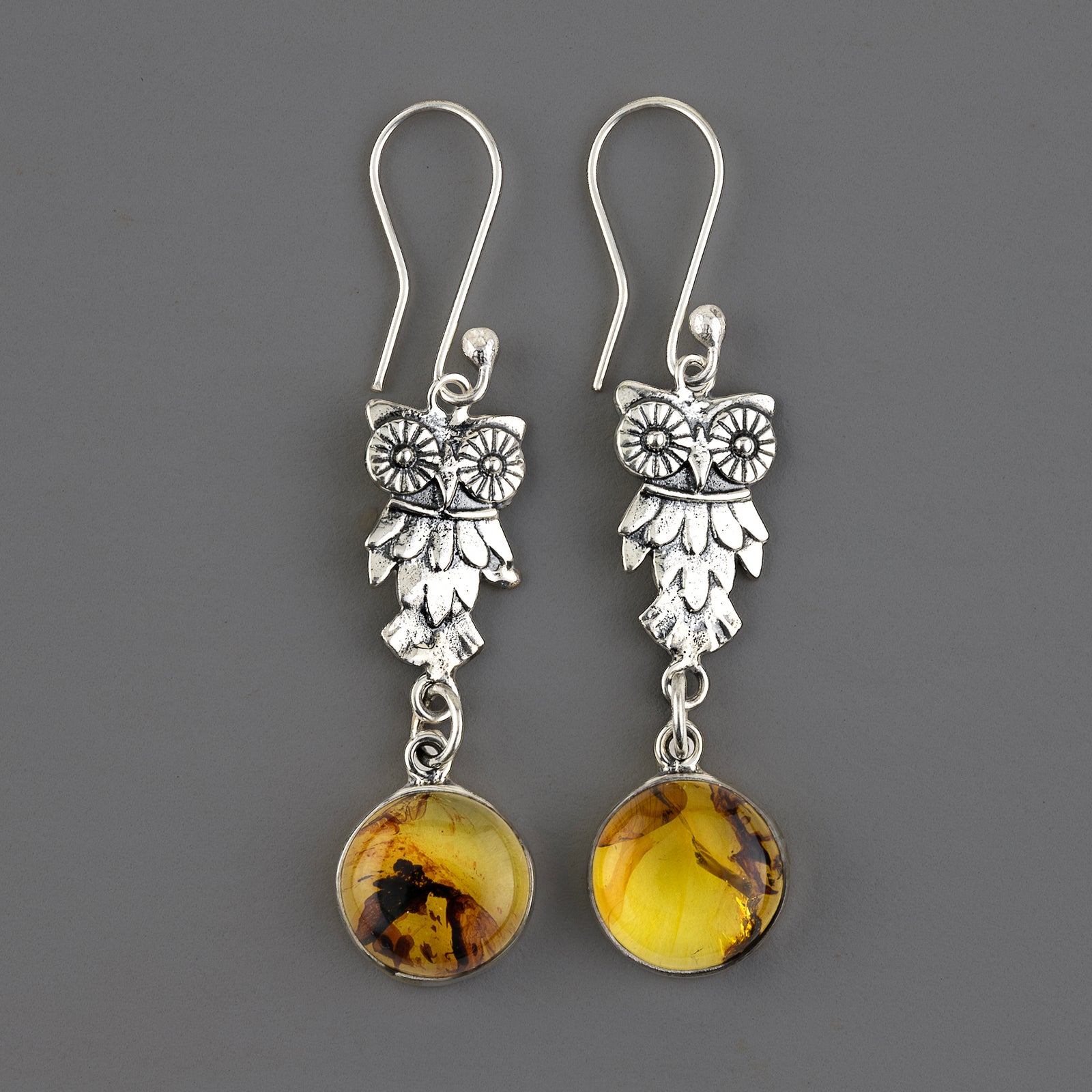 Amber Owl Earrings