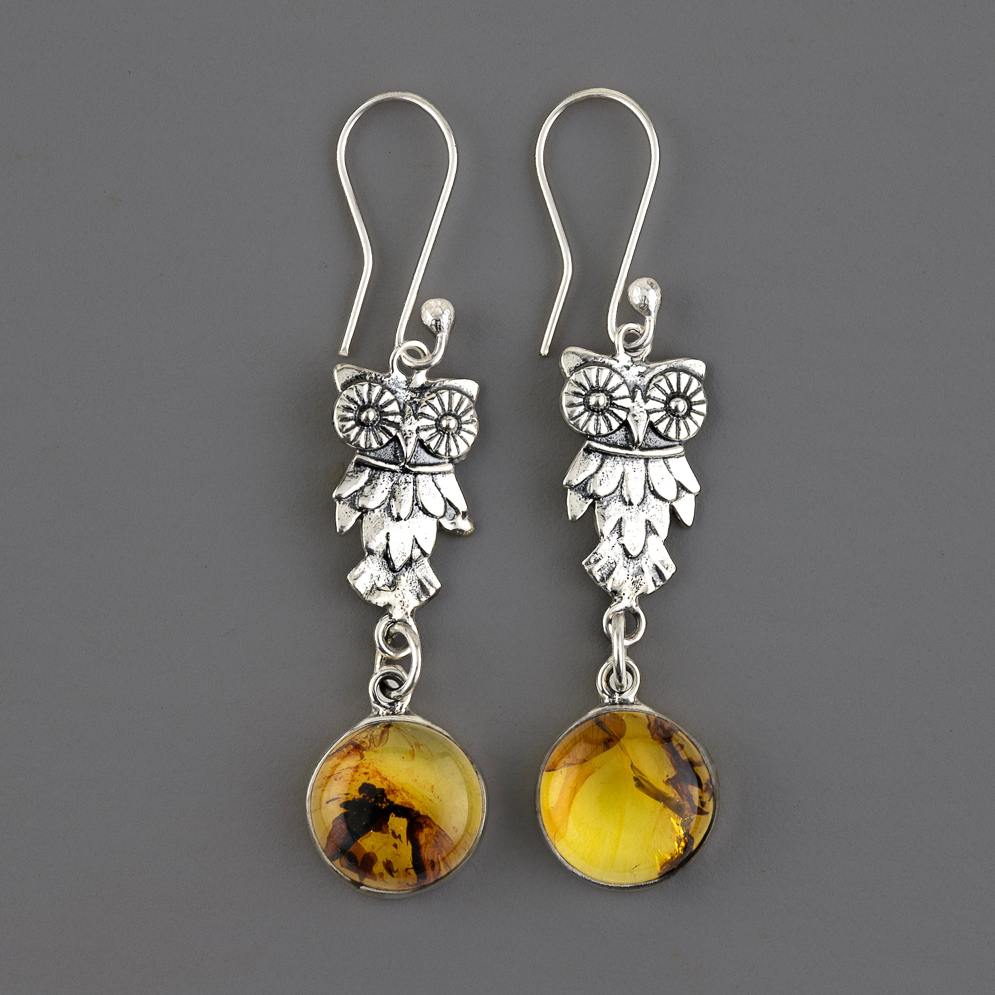 Amber Owl Earrings