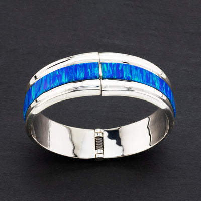 sterling silver and Australian-blue opal bangle