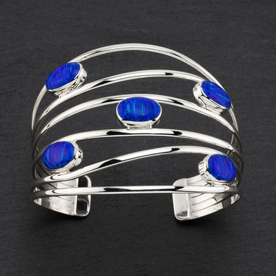 sterling silver and Australian opal cuff bracelet