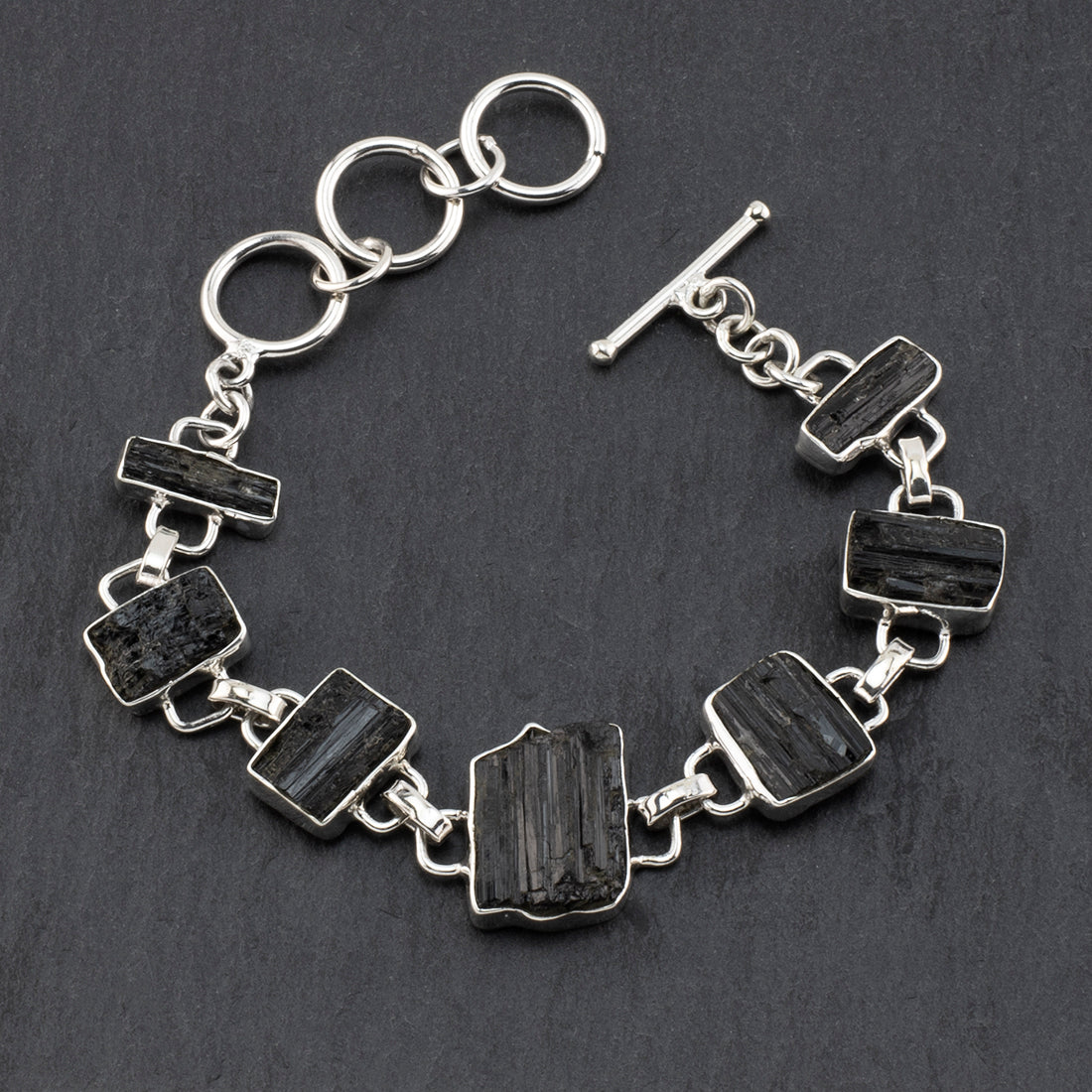 sterling silver and black tourmaline bracelet