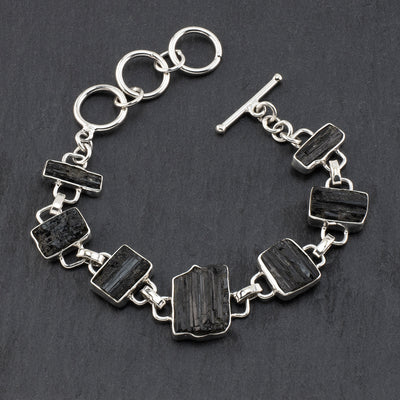 sterling silver and black tourmaline bracelet