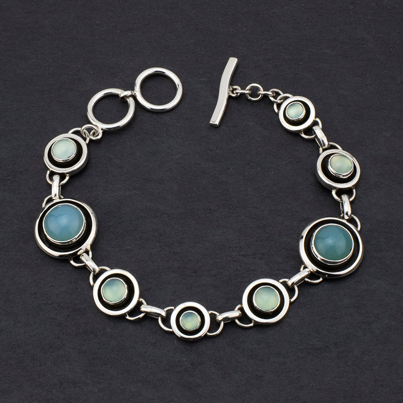 sterling silver and blue chalcedony bracelet