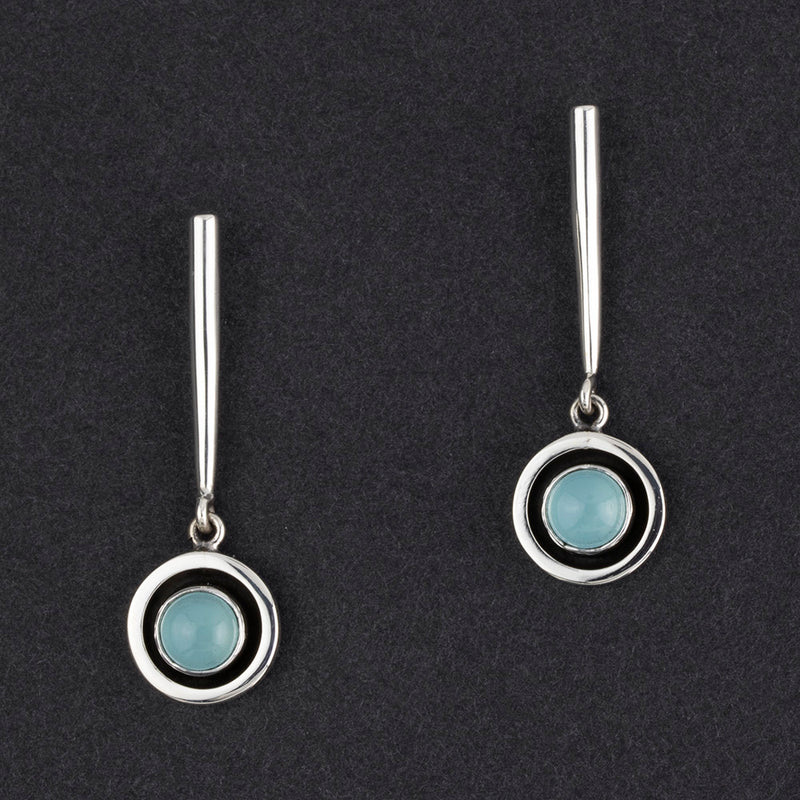 sterling silver and blue chalcedony pendulum earrings