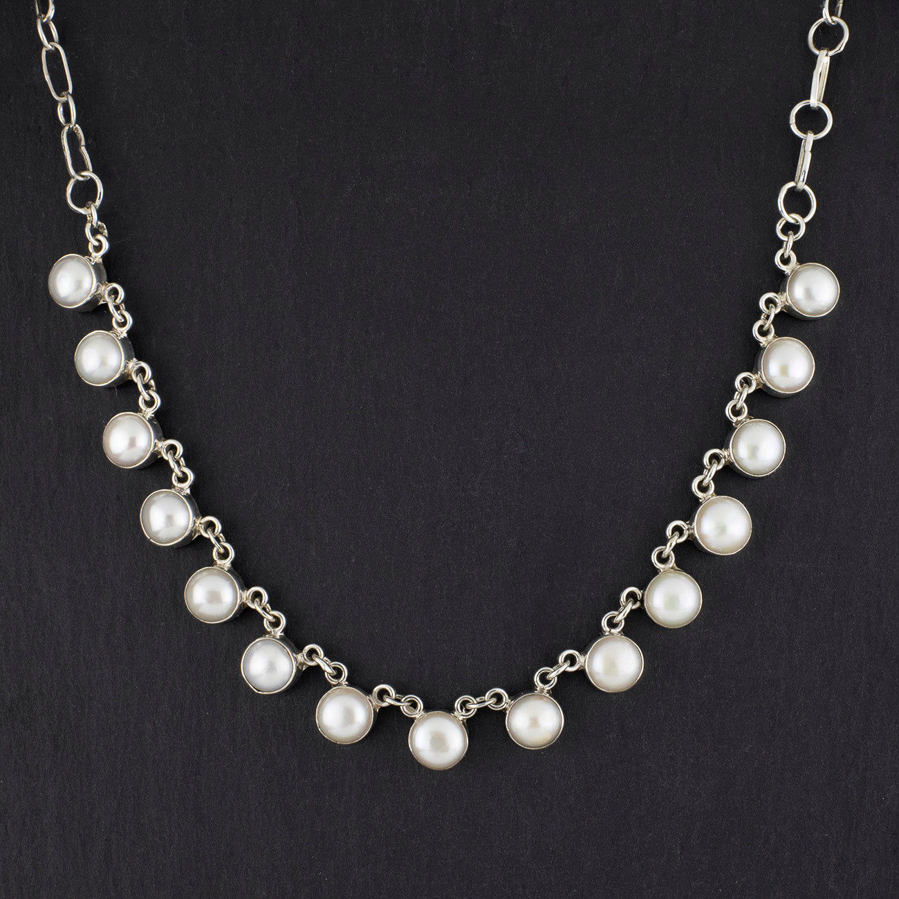 sterling silver and button pearl necklace