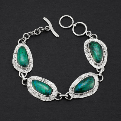 sterling silver and chrysocolla link bracelet