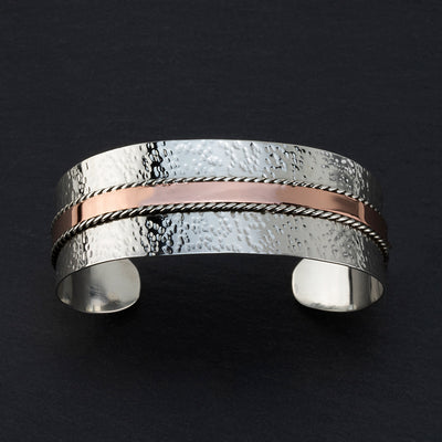 sterling silver and copper cuff bracelet