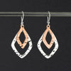 sterling silver and copper diamond shape earrings