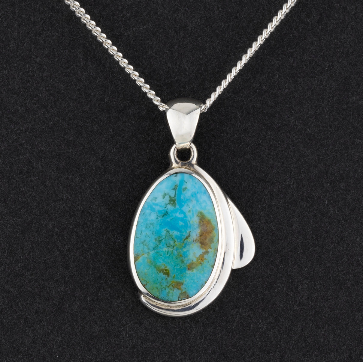 sterling silver and genuine turquoise pendant necklace