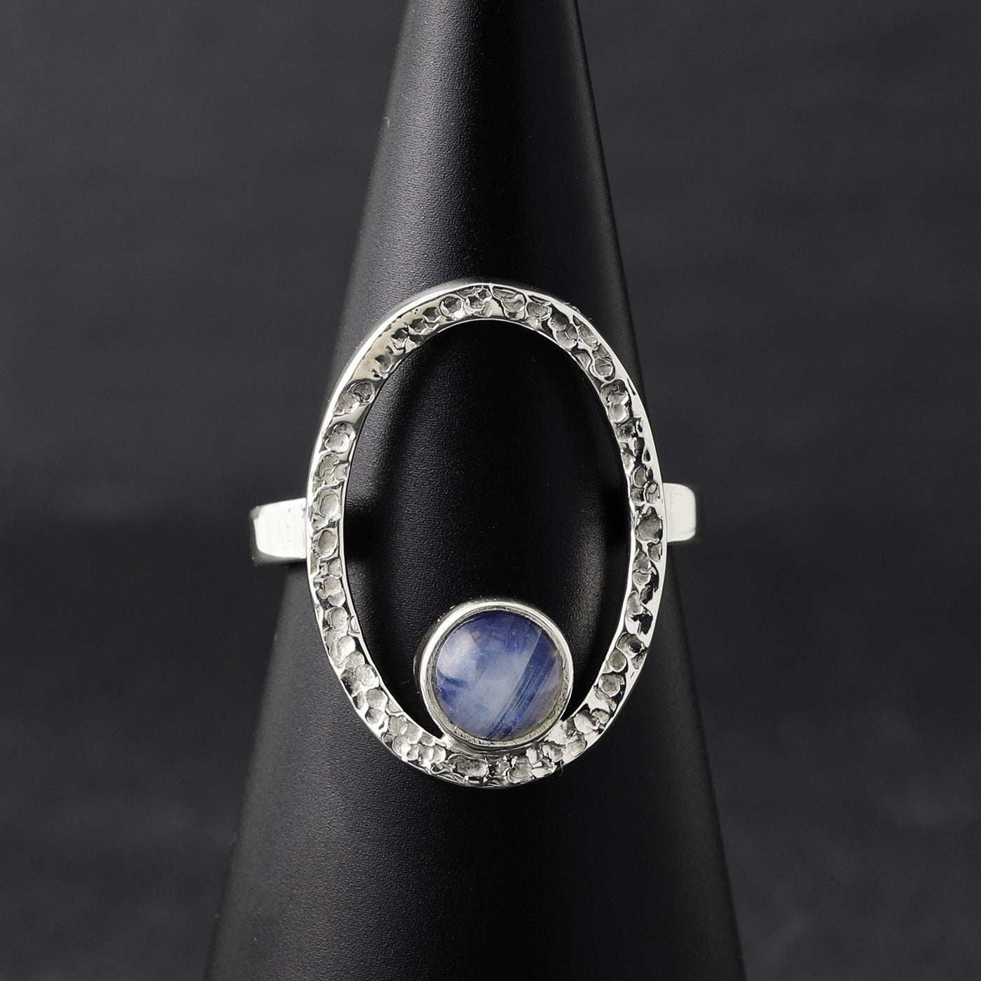 sterling silver and moonstone open oval ring