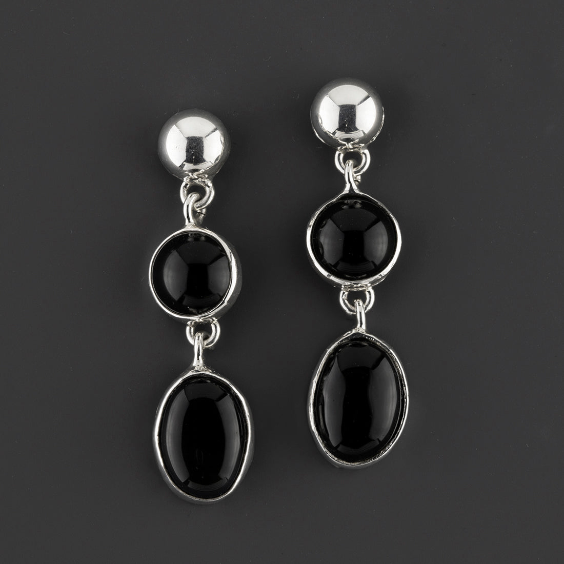 sterling silver and onyx dangle earrings