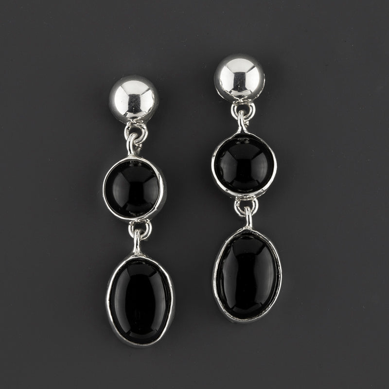 sterling silver and onyx dangle earrings
