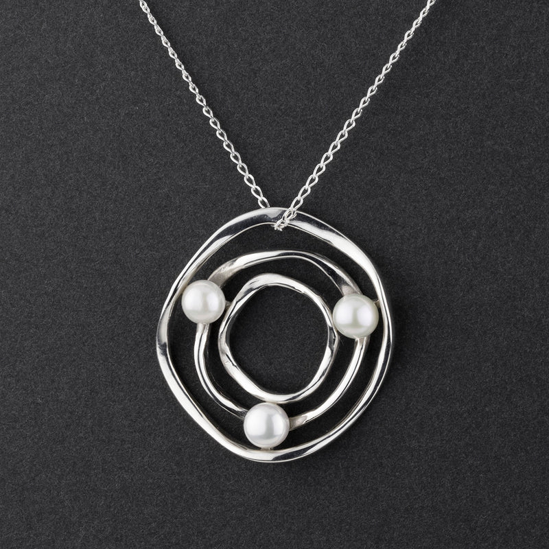 sterling silver and pearl circle necklace