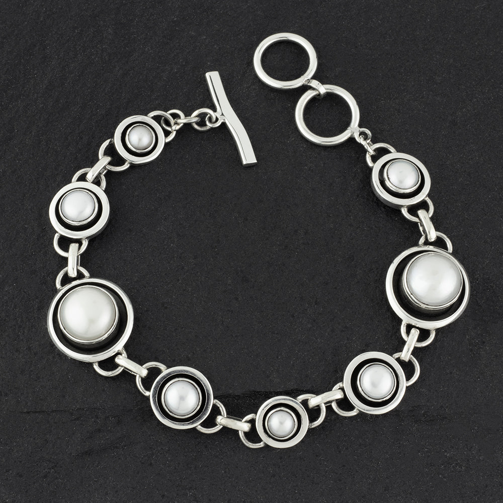 sterling silver and pearl circular bracelet