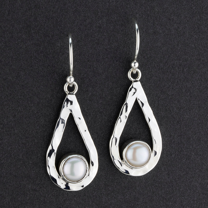 sterling silver and pearl teardrop dangle earrings