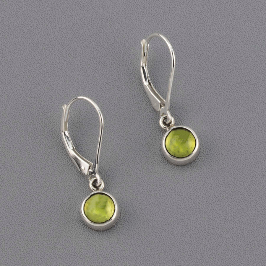 sterling silver and peridot leverback earrings