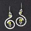 sterling silver and peridot spiral drop earrings