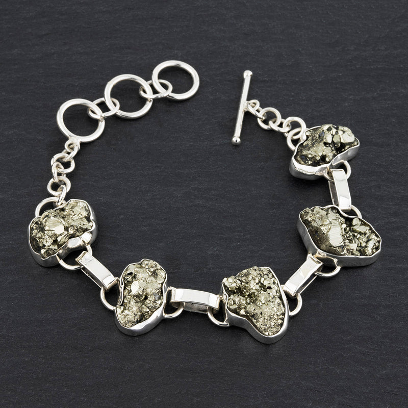 sterling silver and pyrite bracelet
