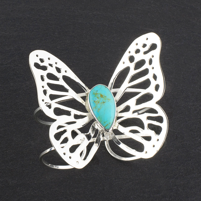 sterling silver and turquoise butterfly cuff bracelet
