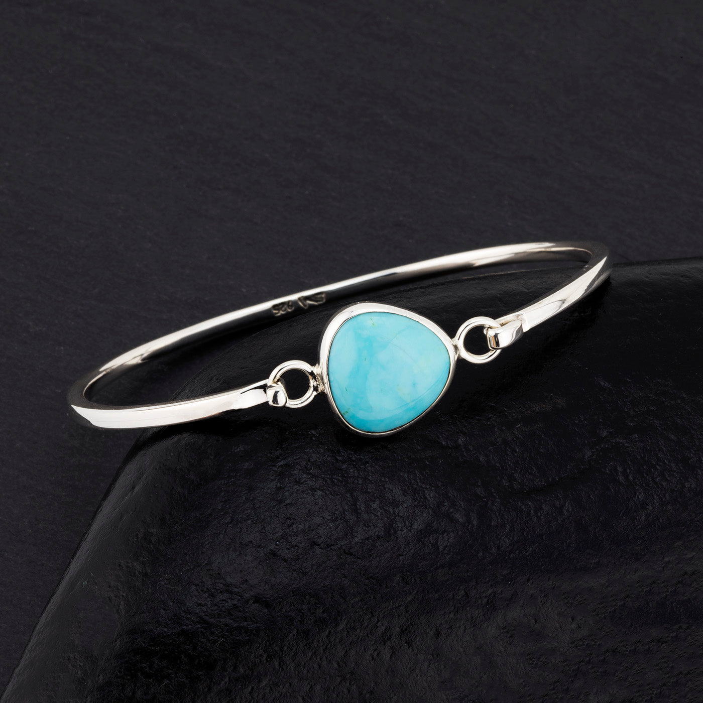 sterling silver and turquoise clasp bangle