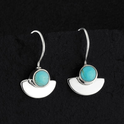 sterling silver and turquoise fan drop earrings