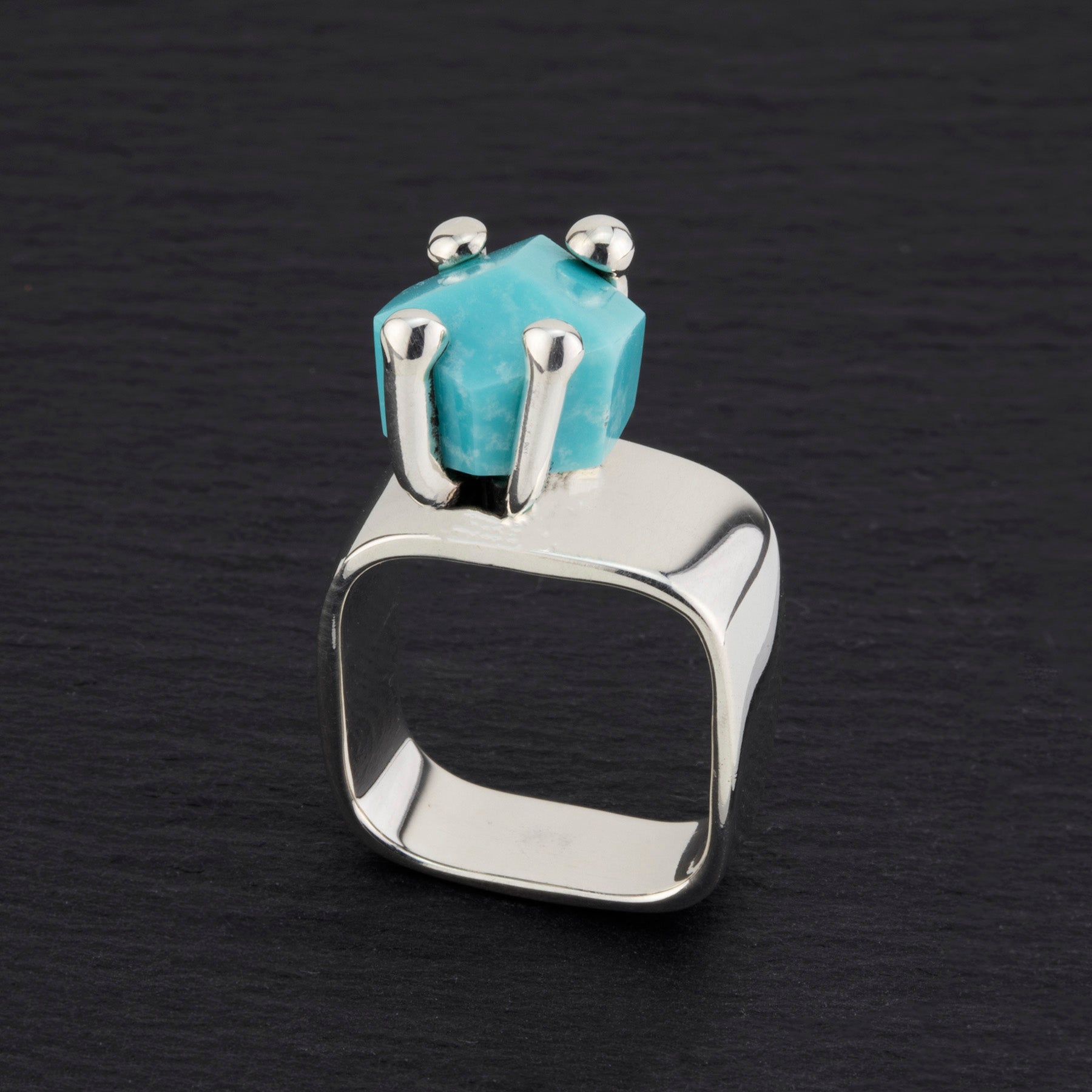 sterling silver and turquoise prong ring