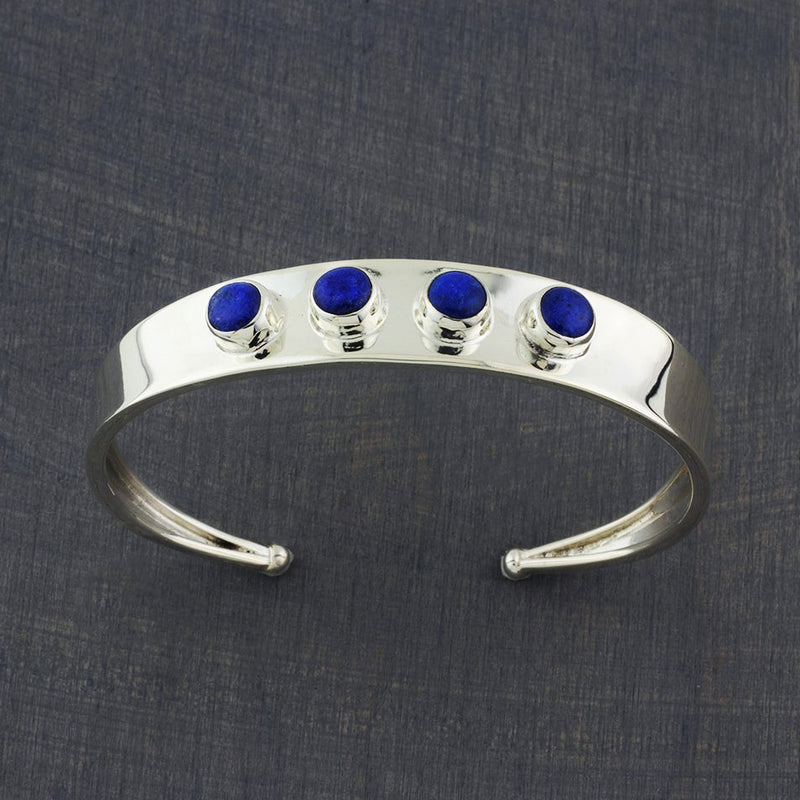sterling silver and lapis lazuli multi stone cuff bracelet