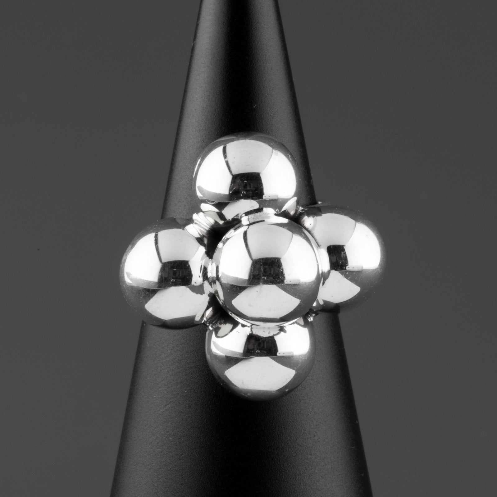 sterling silver ball cluster ring