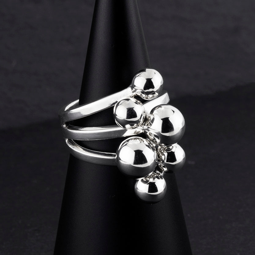 sterling silver ball statement ring