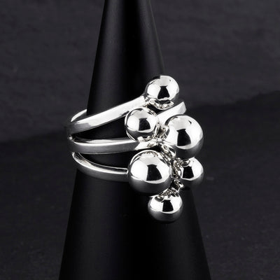 Sterling silver multi ball ring deals
