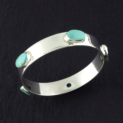 sterling silver bangle bracelet with turquoise stones