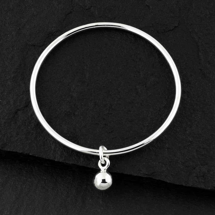 sterling silver bead ball charm bangle