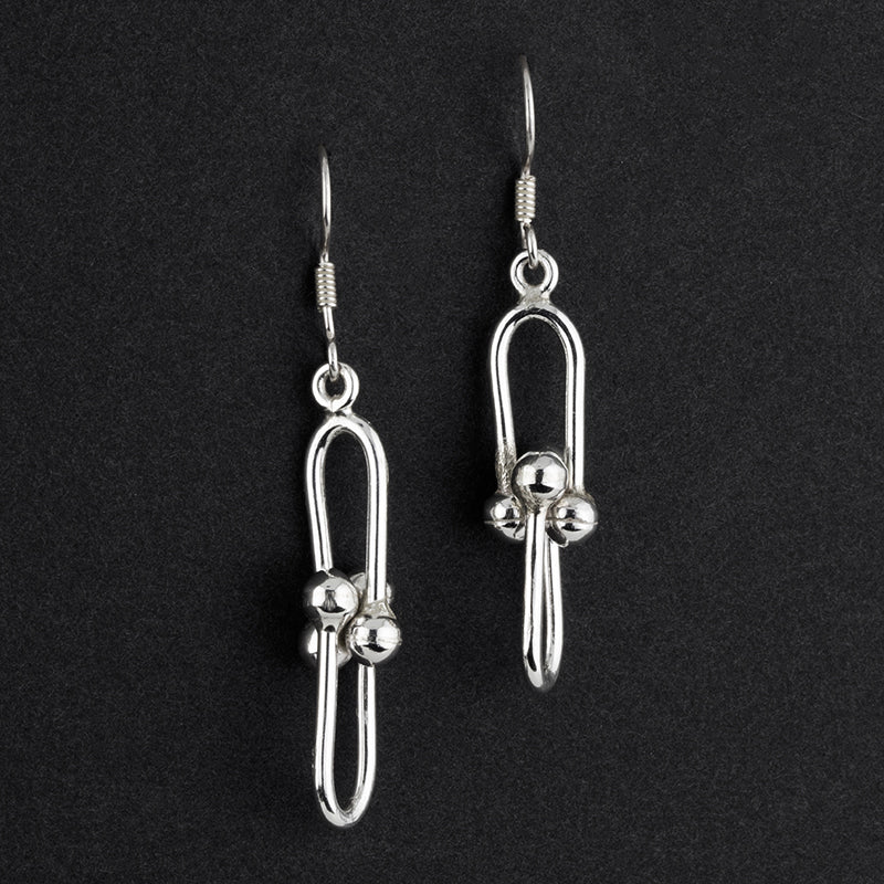 sterling silver beaded chain drop earrings
