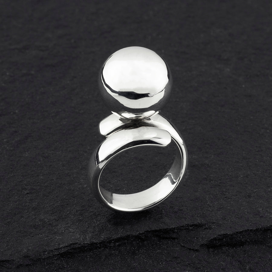 sterling silver big single ball ring