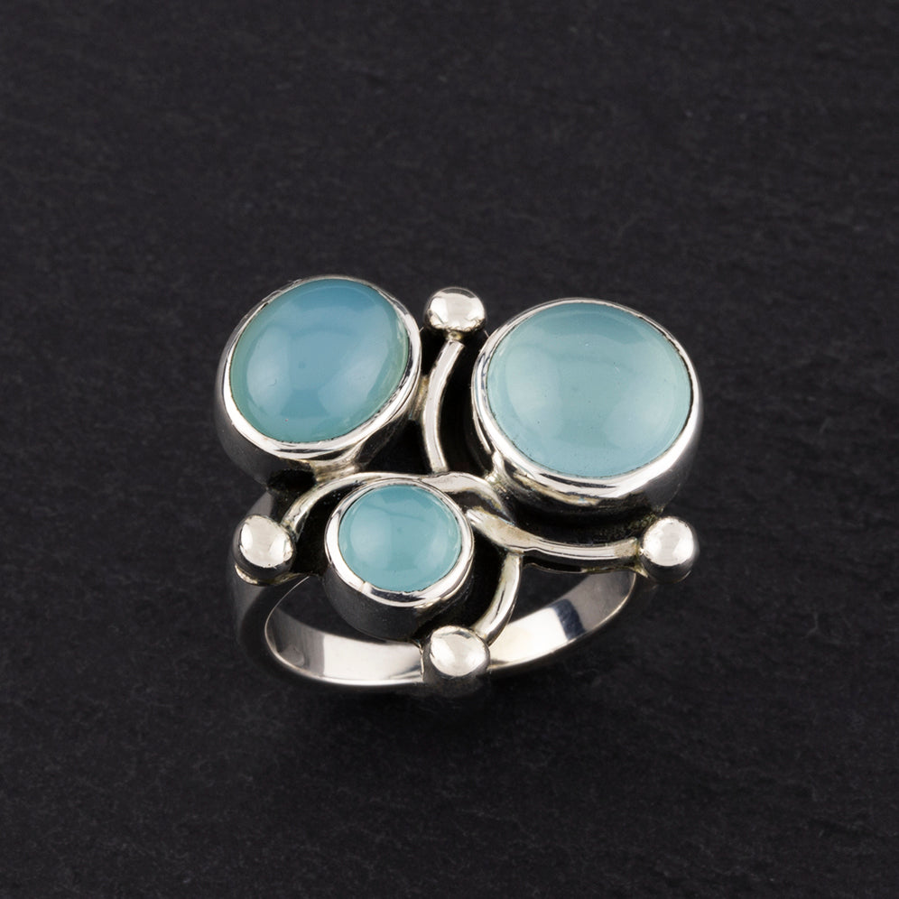 sterling silver blue chalcedony ring