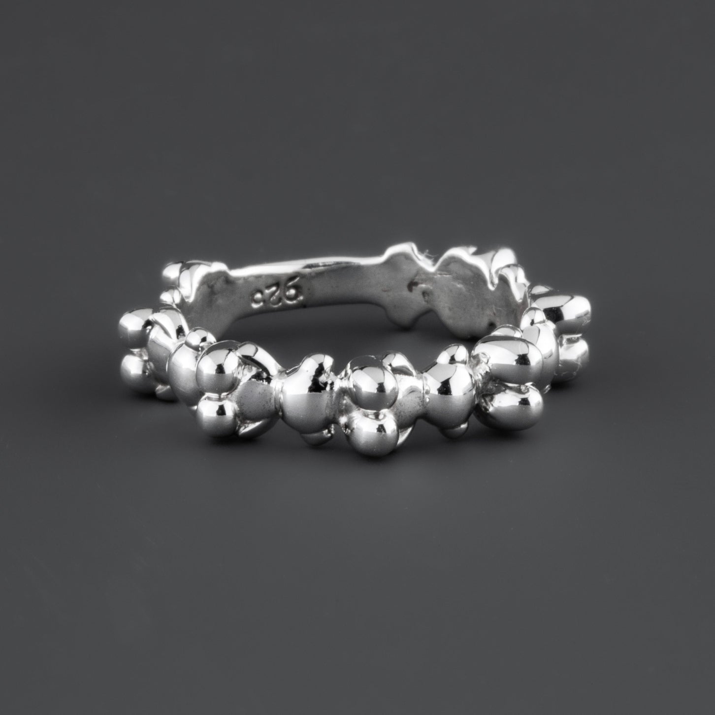 sterling silver bubble cluster band ring
