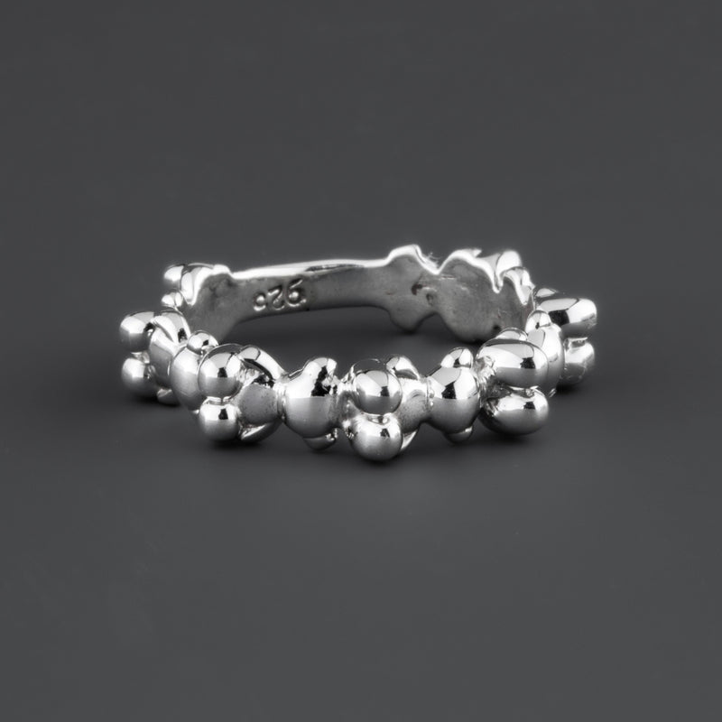 sterling silver bubble cluster band ring