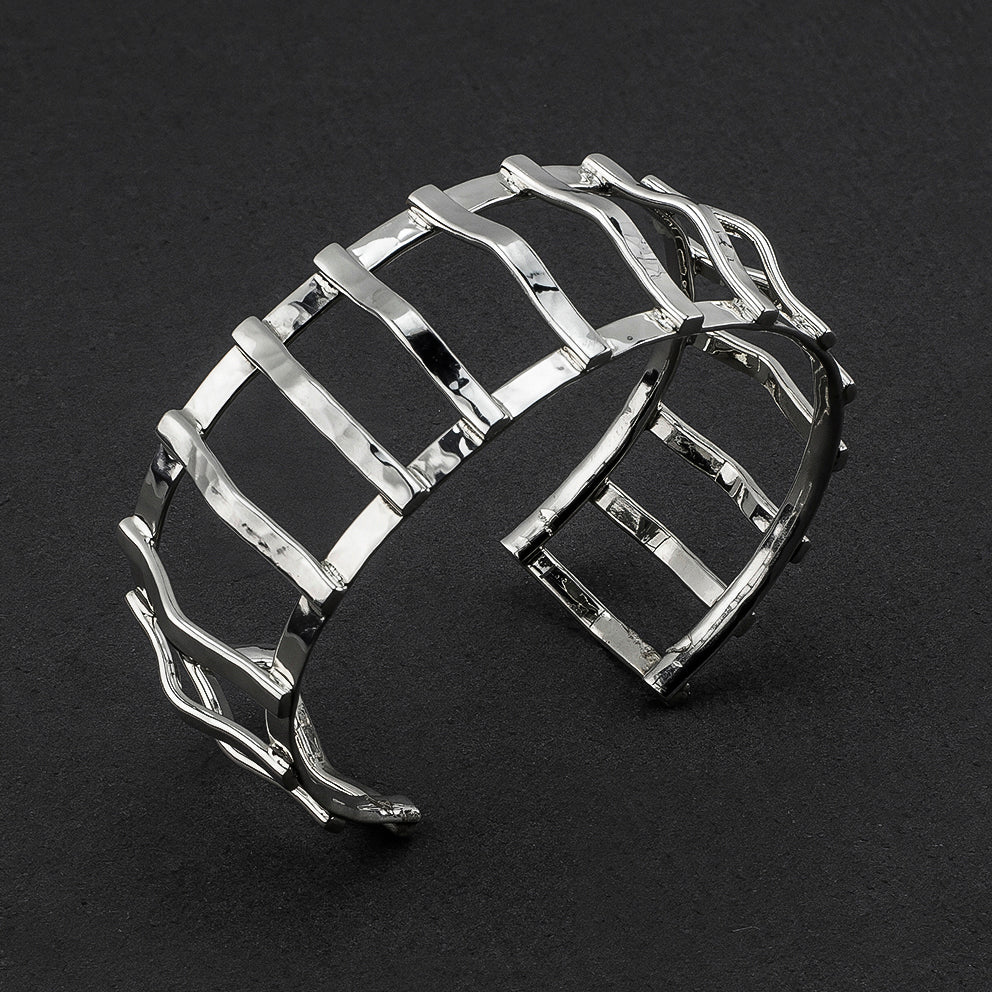 sterling silver cage cuff bracelet