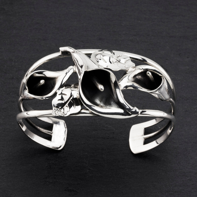sterling silver calla lily cuff bracelet