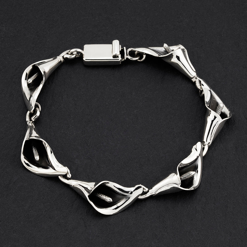 sterling silver calla lily link bracelet