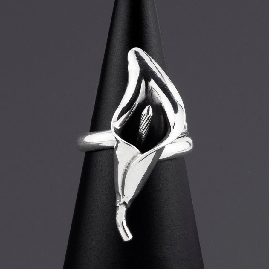 sterling silver calla lily ring