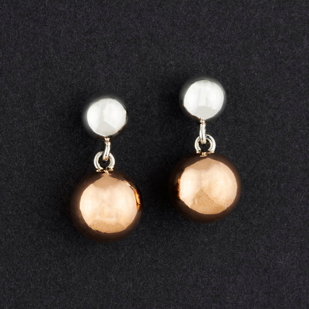 sterling silver copper ball drop earrings
