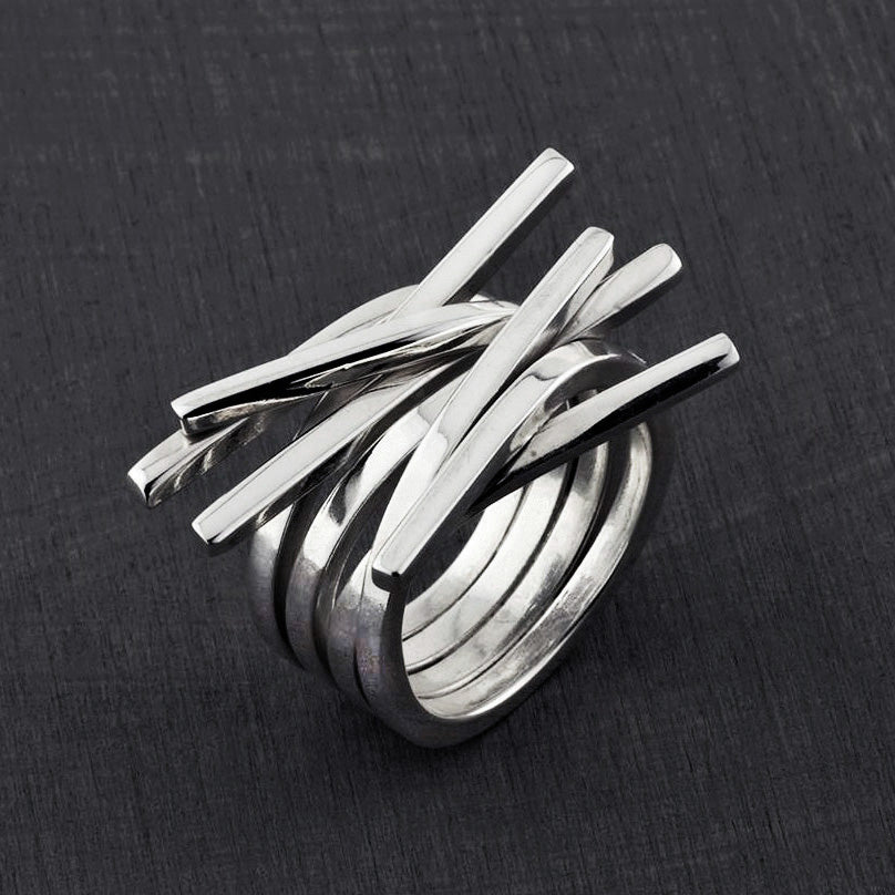 sterling silver criss cross statement ring